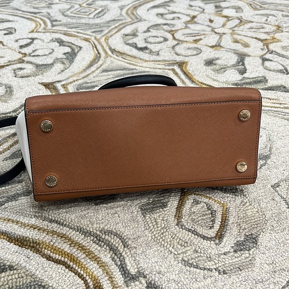 💕 Michael Kors brown black white leather large satchel bag gorgeous 💕 - Picture 7 of 16